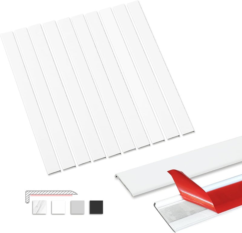 Tilingview 10 Pcs Peel and Stick Tile Trim Edge, Self-Adhesive 12" PVC Molding Edging for Kitchen Backsplash (White) - Image 1